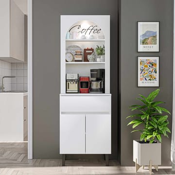 Skab til kaffebar Kalune Design Ledli (60 x 179 x 41,8 cm) Hvid - Opbevaring - Skab - Barskab