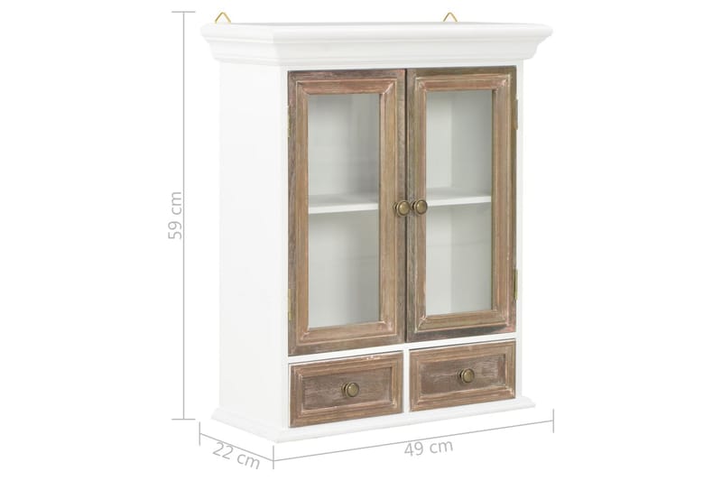 Vægskab 49 X 22 X 59 Cm Massivt Træ Hvid - Hvid - Opbevaring - Skab - Skabe