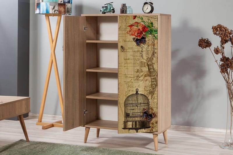 Vellavie Skab 80 cm Vintage - Brun/Rød - Opbevaring - Skab - Skabe
