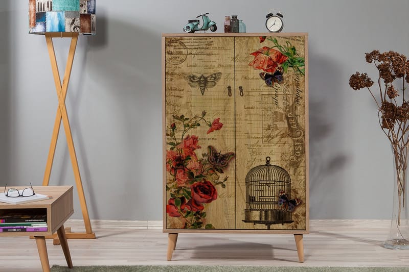 Vellavie Skab 80 cm Vintage - Brun/Rød - Opbevaring - Skab - Skabe