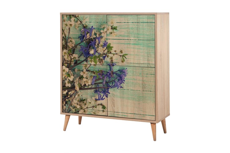 Vellavie Skab 95 cm Kirsebærblomst - Brun/Grøn - Opbevaring - Skab - Skabe