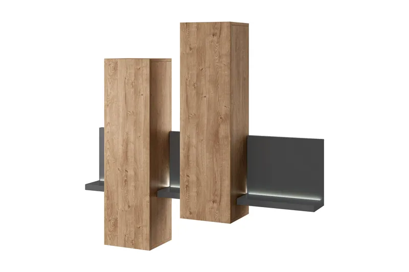 Wesley Skab, Mørkegrå / træ