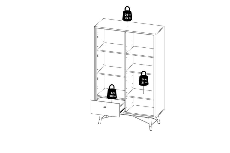 Tadami Vitrineskab 102x162 cm - Natur - Opbevaring - Skab - Vitrineskabe