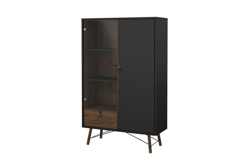 Tadami Vitrineskab 102x162 cm - Sort/Mørkebrun - Opbevaring - Skab - Vitrineskabe