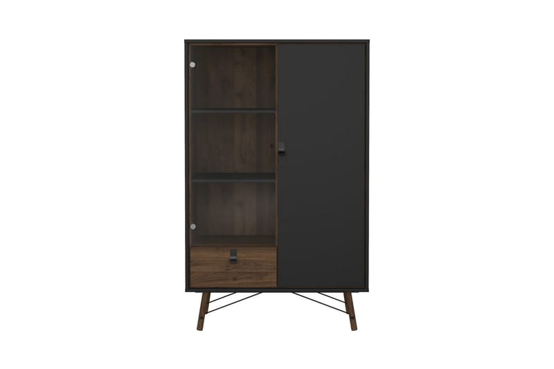 Tadami Vitrineskab 102x162 cm - Sort/Mørkebrun - Opbevaring - Skab - Vitrineskabe