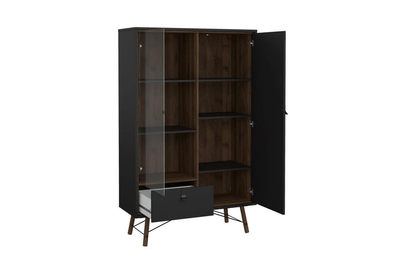 Tadami Vitrineskab 102x162 cm - Sort/Mørkebrun - Opbevaring - Skab - Vitrineskabe
