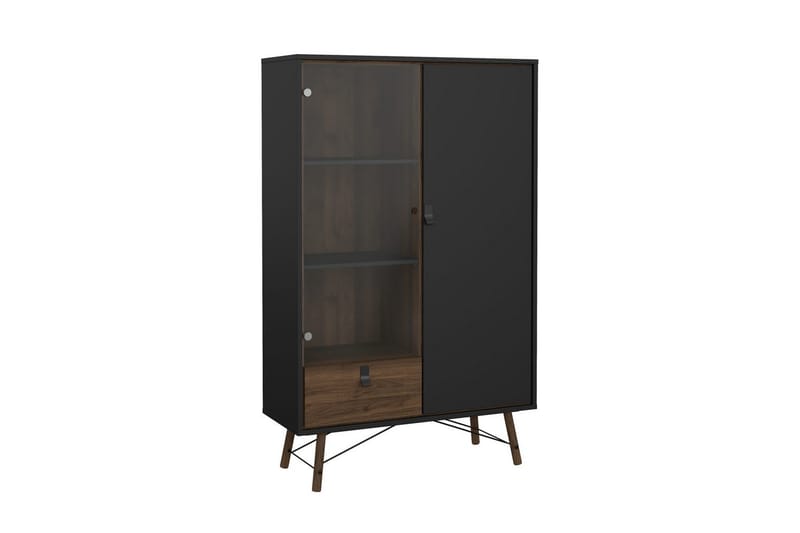 Tadami Vitrineskab 102x162 cm - Sort/Mørkebrun - Opbevaring - Skab - Vitrineskabe