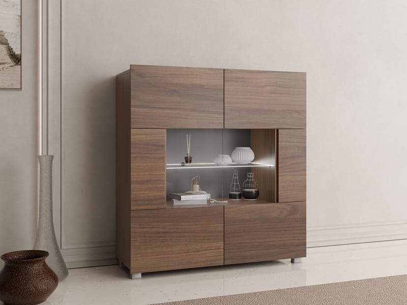 Tessan vitrineskab 100x107 cm - brun - Opbevaring - Skab - Vitrineskabe