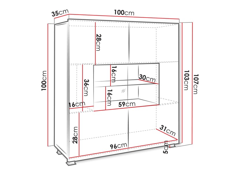 Tessan vitrineskab 100x107 cm - brun - Opbevaring - Skab - Vitrineskabe