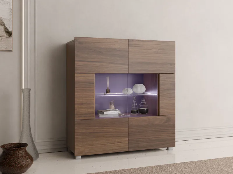 Tessan vitrineskab 100x107 cm - brun - Opbevaring - Skab - Vitrineskabe