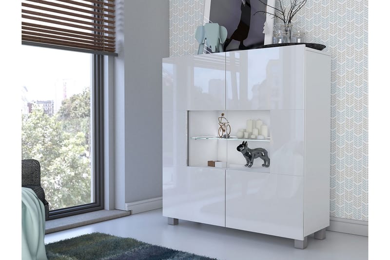 Tessan Vitrineskab 100x107 cm - Hvid - Opbevaring - Skab - Vitrineskabe
