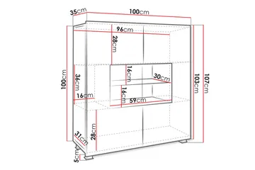 Tessan Vitrineskab 100x107 cm - Sort - Opbevaring - Skab - Vitrineskabe