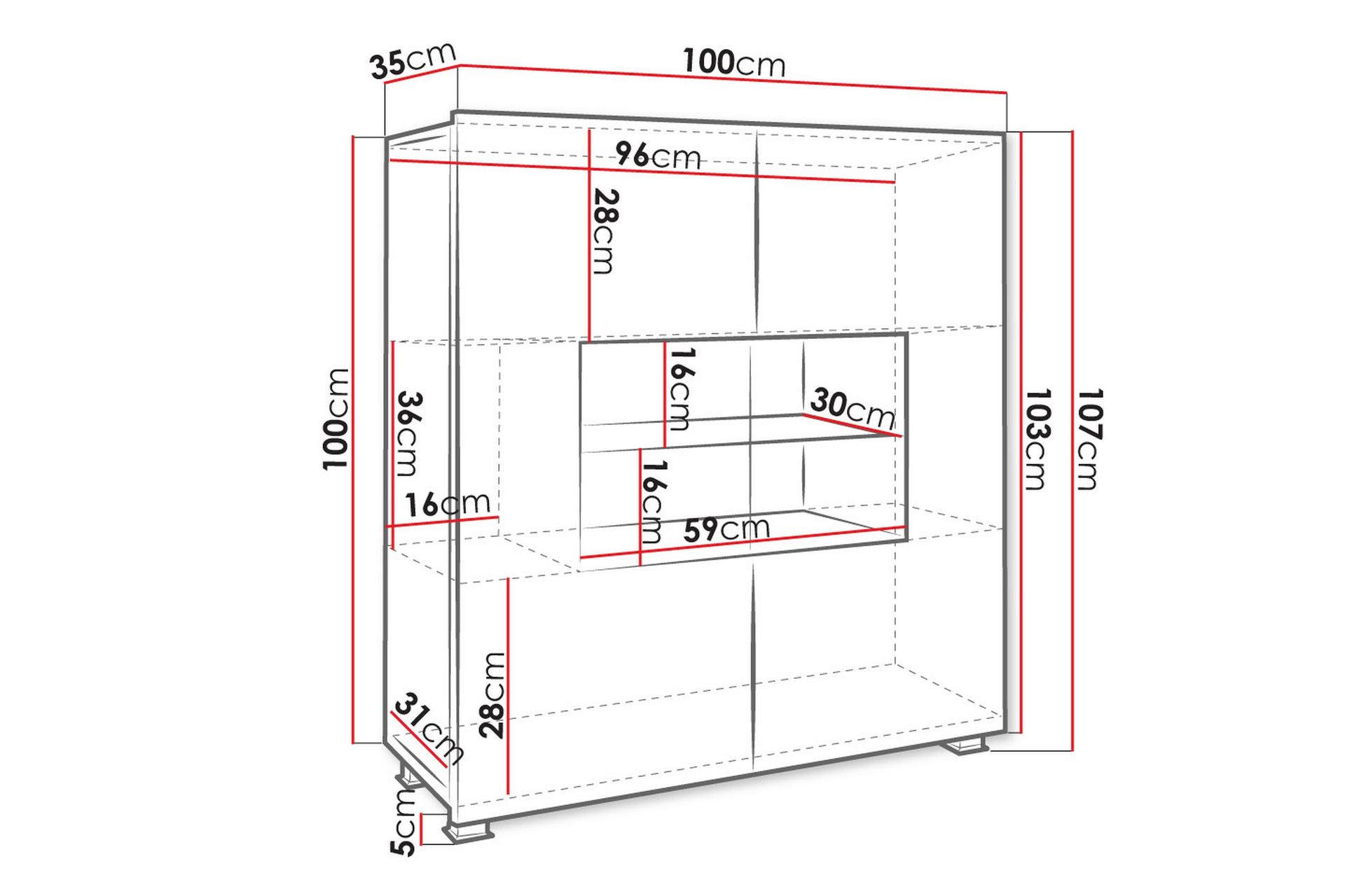Tessan Vitrineskab 100x107 cm - Sort - Opbevaring - Skab - Vitrineskabe