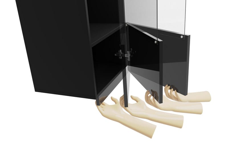 Tessan Vitrineskab 45x117 cm - Sort - Opbevaring - Skab - Vitrineskabe