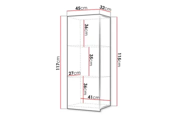 Tessan Vitrineskab 45x117 cm - Sort - Opbevaring - Skab - Vitrineskabe