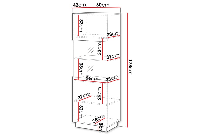 Torvalen Vitrinskåp 60x178 cm - Beige - Opbevaring - Skab - Vitrineskabe