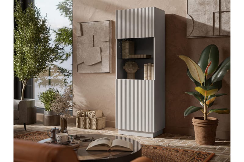 Torvalen Vitrinskåp 60x178 cm - Beige - Opbevaring - Skab - Vitrineskabe