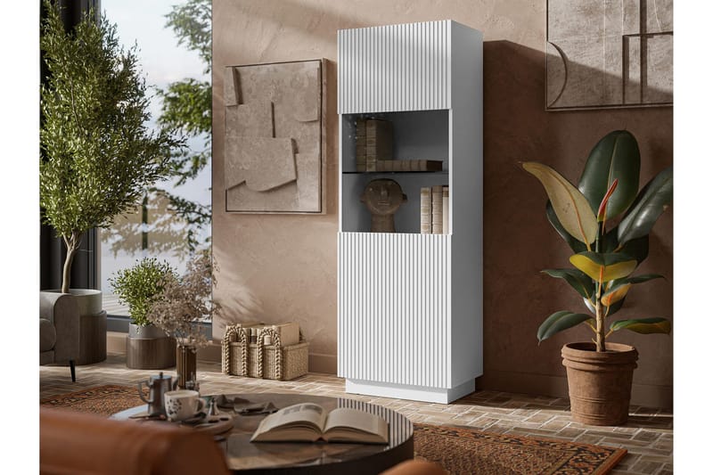 Torvalen Vitrinskåp 60x178 cm - Hvid - Opbevaring - Skab - Vitrineskabe