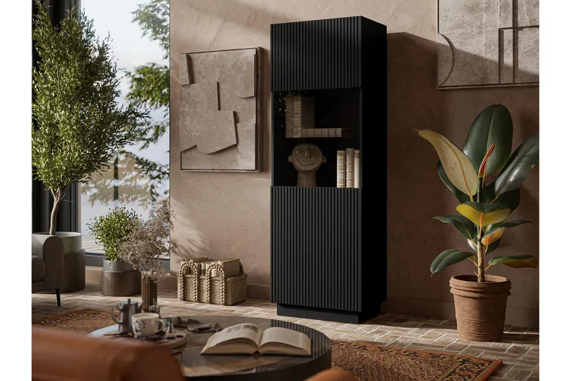 Torvalen Vitrinskåp 60x178 cm - Sort - Opbevaring - Skab - Vitrineskabe