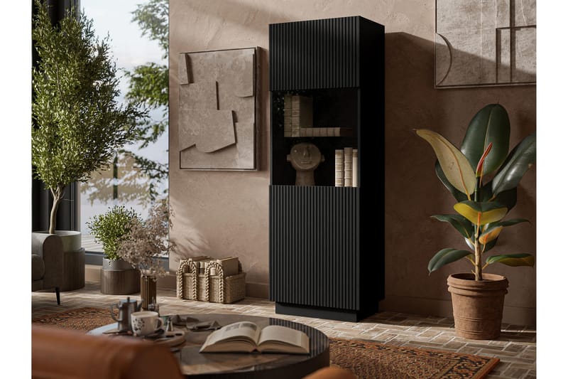 Torvalen Vitrinskåp 60x178 cm - Sort - Opbevaring - Skab - Vitrineskabe