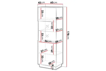 Torvalen Vitrinskåp 60x178 cm - Sort - Opbevaring - Skab - Vitrineskabe