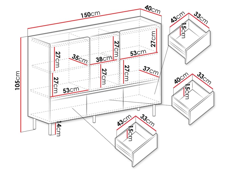 Travic Skænk 150 cm - Opbevaring - Skab - Skabe