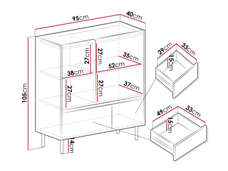 Travic Skænk 95 cm - Opbevaring - Skab - Skabe