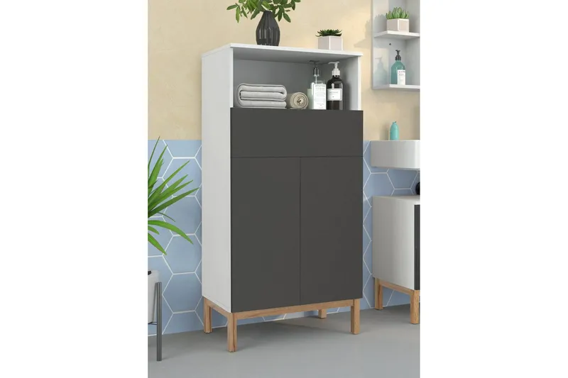 Vægskab Mirza Hvid/Antracit - Hvid/Antracit - Hus & renovering - Køkken & bad - Badeværelse - Badeværelsesmøbler - Vægskabe & højskabe