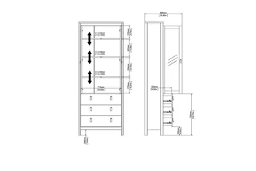 Vallvidera Vitrineskab 78,05x199 cm - Sort - Opbevaring - Skab - Vitrineskabe