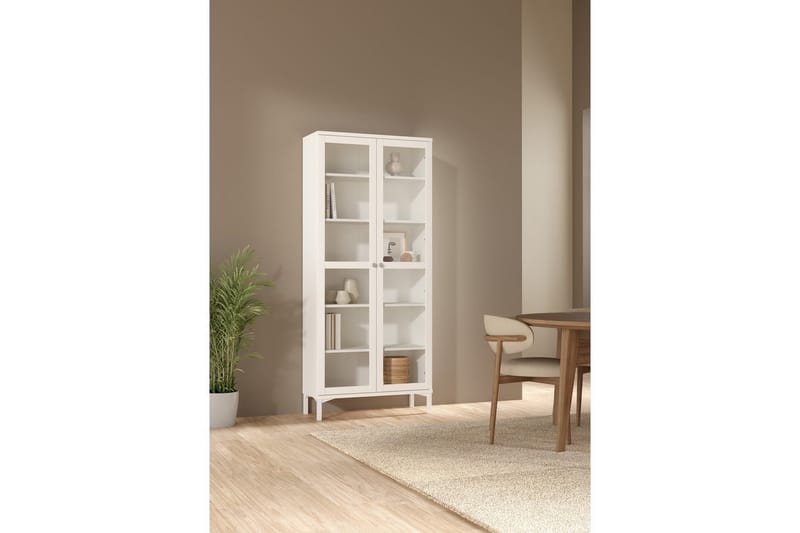 Valnorin Vitrineskab 89x203 cm - Hvid - Opbevaring - Skab - Vitrineskabe