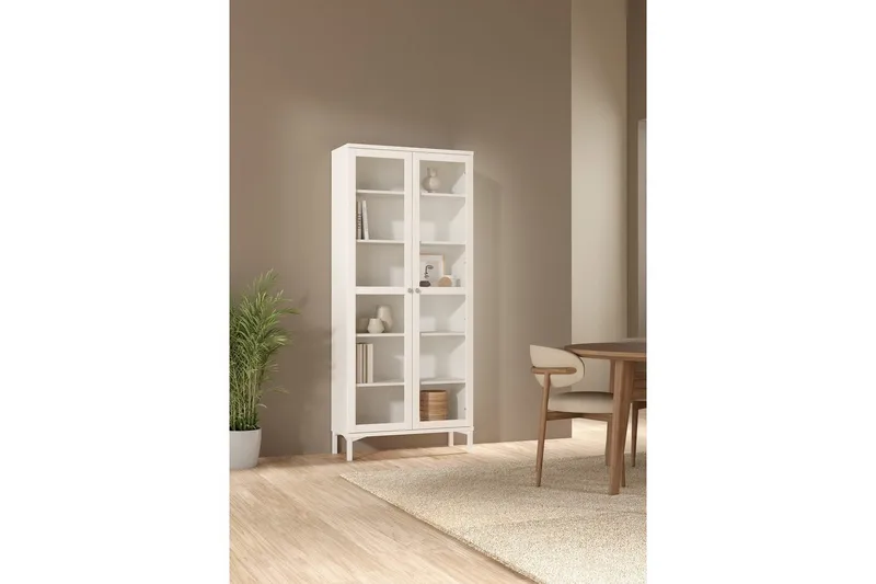 Valnorin Vitrineskab 89x203 cm - Hvid - Opbevaring - Skab - Vitrineskabe