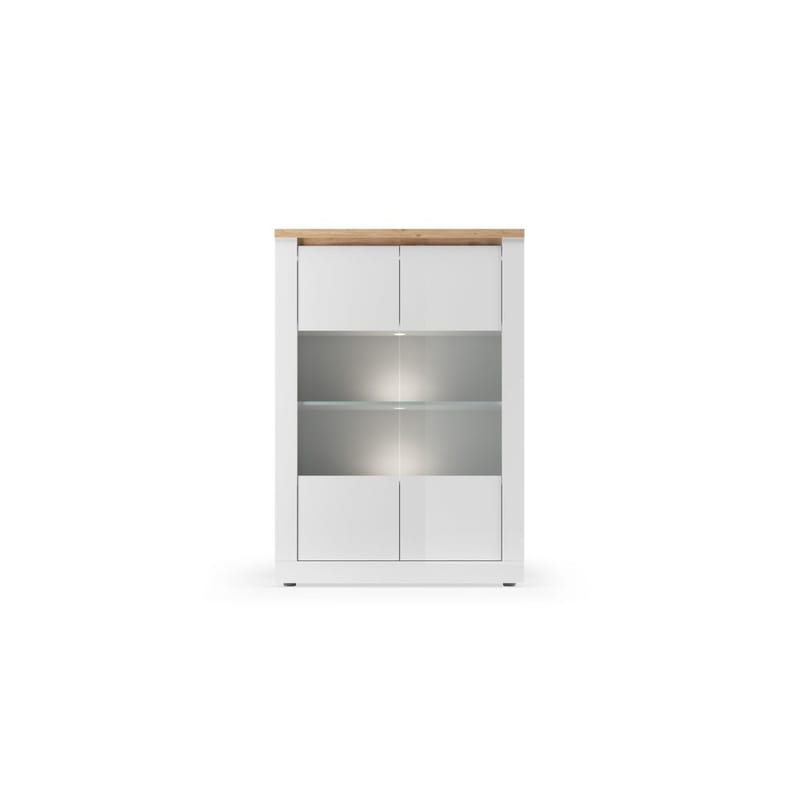Vandesar Vitrineskab 160 cm - Natur/Hvid - Opbevaring - Skab - Vitrineskabe