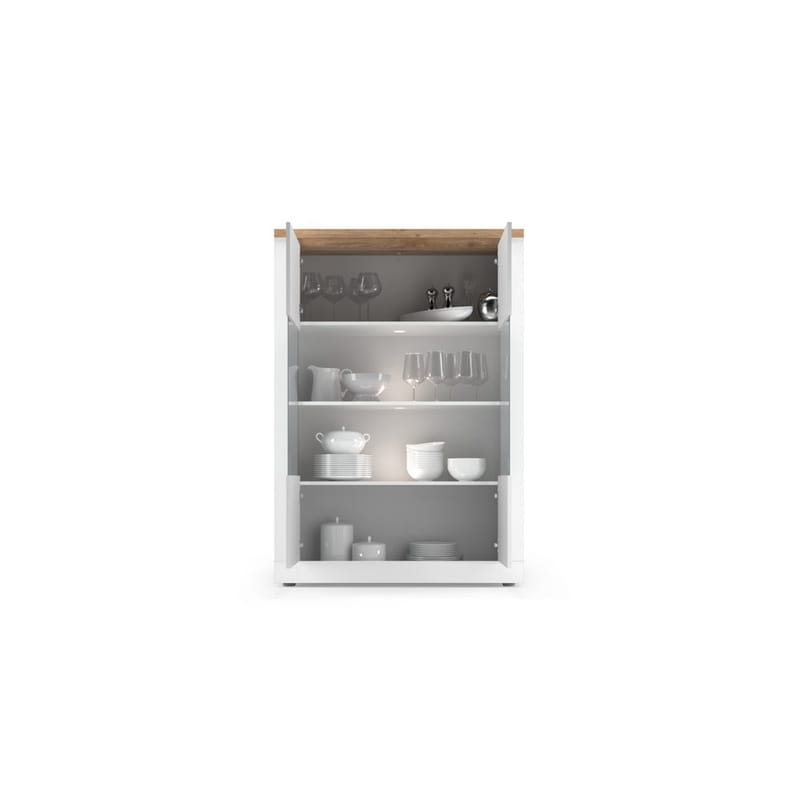 Vandesar Vitrineskab 160 cm - Natur/Hvid - Opbevaring - Skab - Vitrineskabe