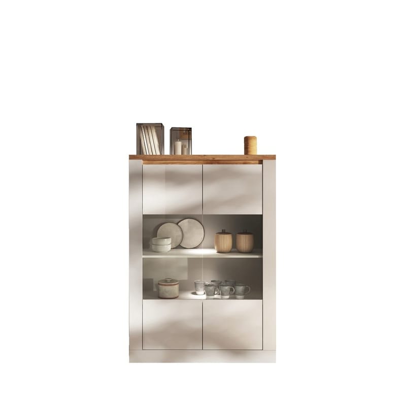 Vandesar Vitrineskab 160 cm - Natur/Hvid - Opbevaring - Skab - Vitrineskabe