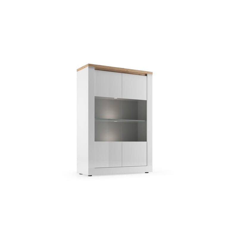 Vandesar Vitrineskab 160 cm - Natur/Hvid - Opbevaring - Skab - Vitrineskabe