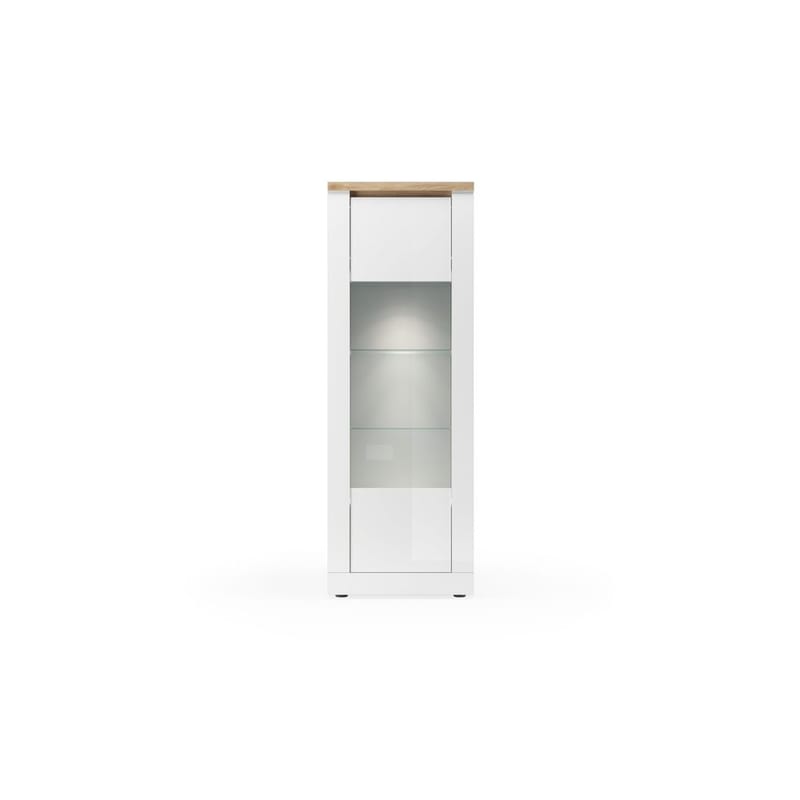 Vandesar Vitrineskab 192 cm - Natur/Hvid - Opbevaring - Skab - Vitrineskabe