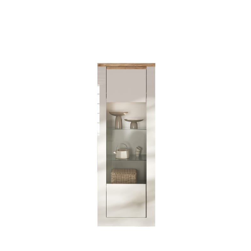 Vandesar Vitrineskab 192 cm - Natur/Hvid - Opbevaring - Skab - Vitrineskabe
