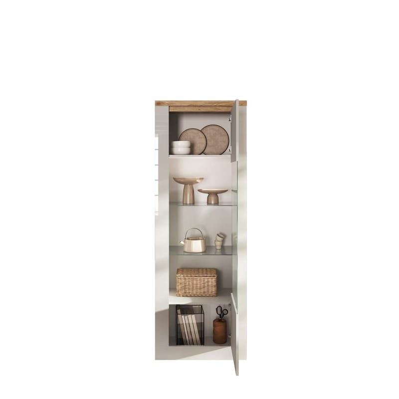 Vandesar Vitrineskab 192 cm - Natur/Hvid - Opbevaring - Skab - Vitrineskabe