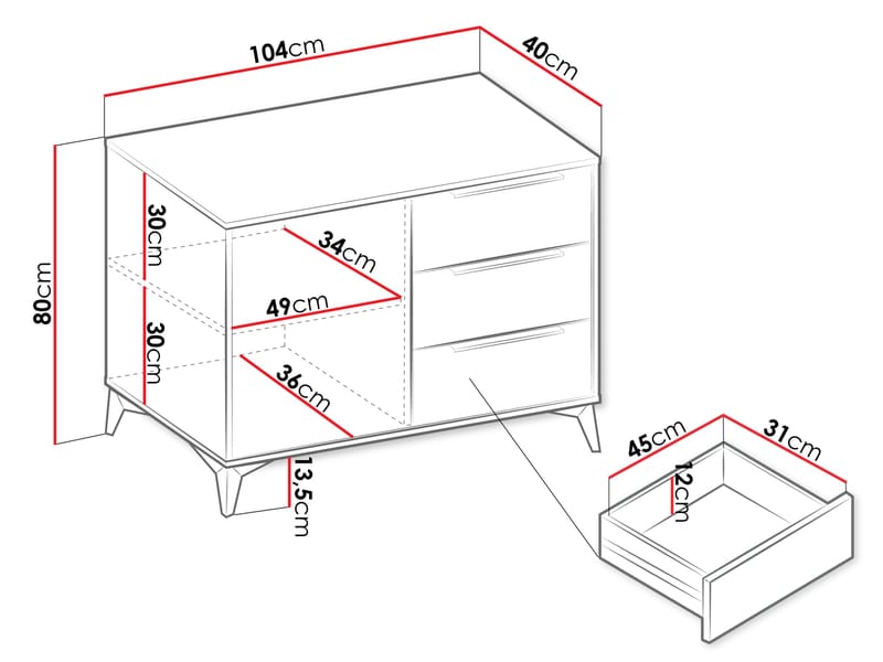 Vemdalen skænk 104 cm - brun - Opbevaring - Skab - Skabe