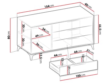 Vemdalen skænk 154 cm - brun - Opbevaring - Skab - Barskab