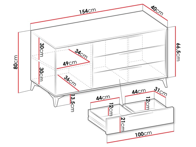 Vemdalen skænk 154 cm - brun - Opbevaring - Skab - Barskab