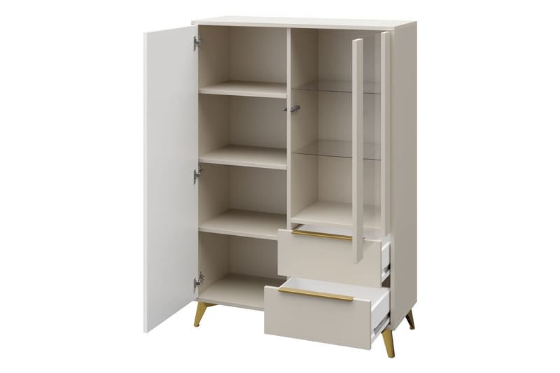 Vemdalen Vitrineskab 104x150 cm - Beige - Opbevaring - Skab - Vitrineskabe