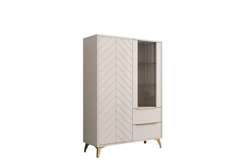 Vemdalen Vitrineskab 104x150 cm - Beige - Opbevaring - Skab - Vitrineskabe