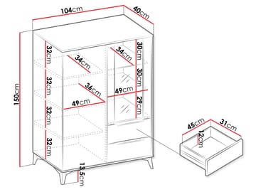 Vemdalen Vitrineskab 104x150 cm - brun - Opbevaring - Skab - Vitrineskabe