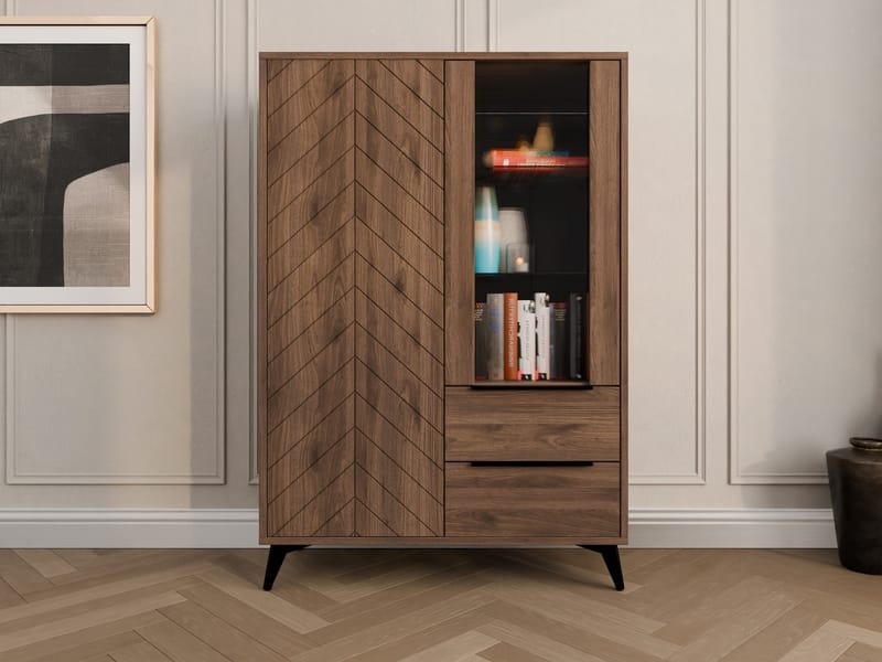 Vemdalen Vitrineskab 104x150 cm - brun - Opbevaring - Skab - Vitrineskabe