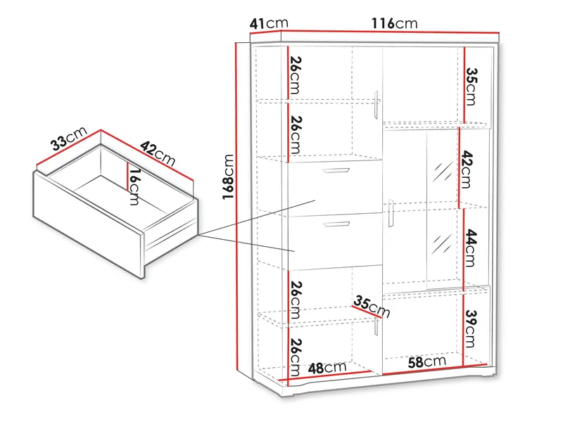 Veyricus Vitrineskab 168 cm - Opbevaring - Skab - Vitrineskabe