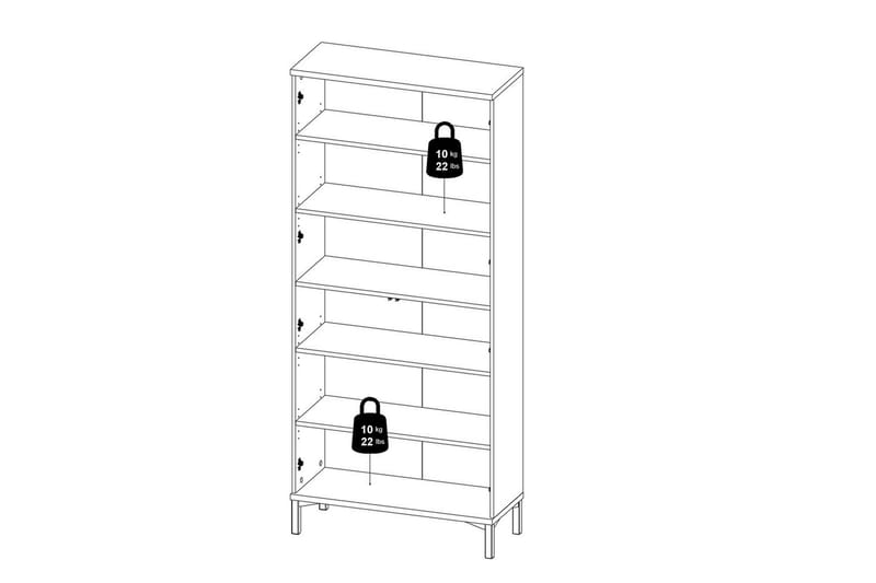 Virender Vitrineskab 88,7x202,8 cm - Hvid - Opbevaring - Skab - Vitrineskabe