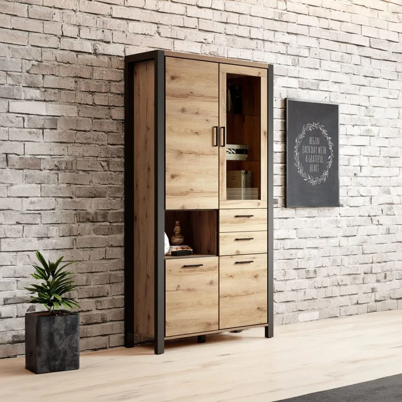 Vitrineskab Aktiv 4 døre med 2 skuffer - Opbevaring - Skab - Vitrineskabe