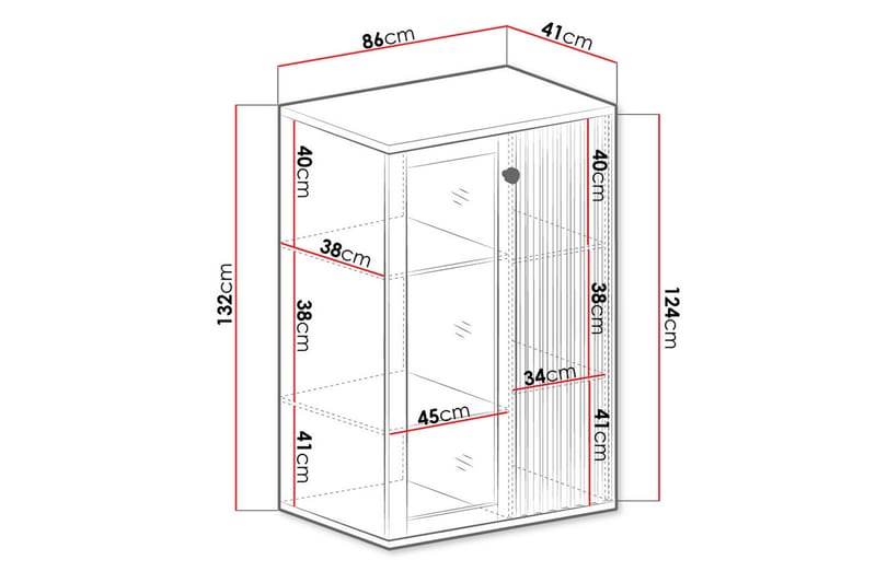 Aldbrough Vitrineskab 40,6x131,9x86,4 cm - Træ/Sort - Opbevaring - Skab - Vitrineskabe