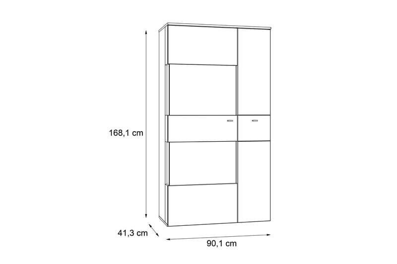 Ameysford Vitrineskab 90 cm - Grå/Brun - Opbevaring - Skab - Vitrineskabe